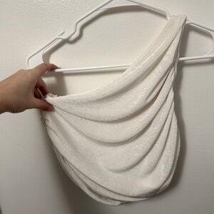 One shoulder white going out top